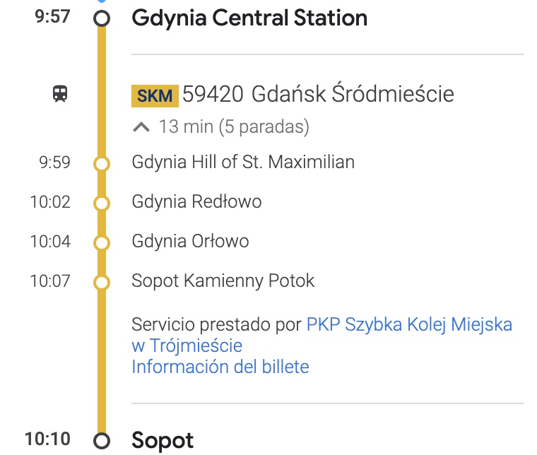 Cómo llegar de Gdynia a Sopot en Tren